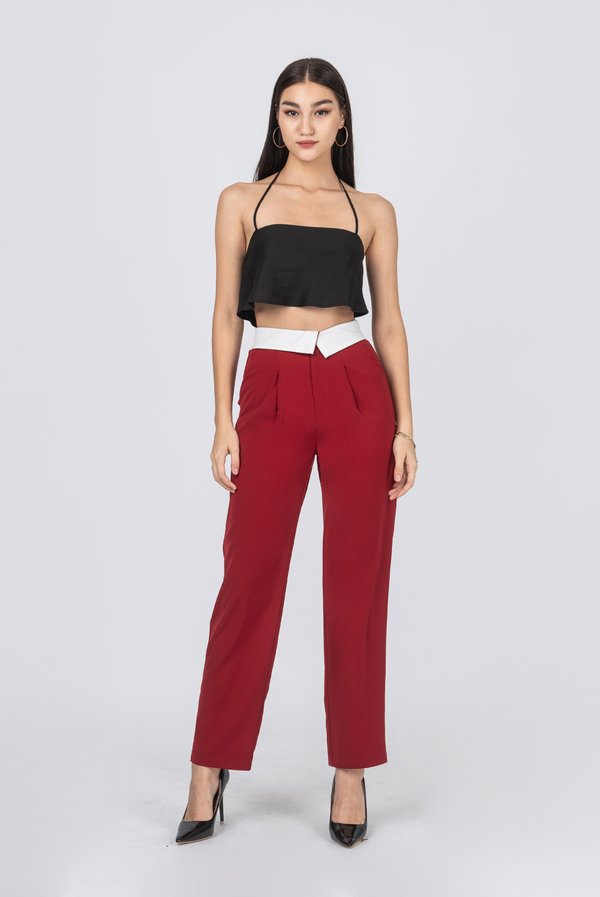 Tucked Pants in Red