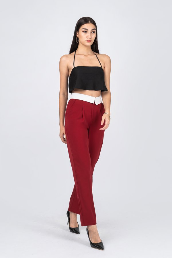 Tucked Pants in Red