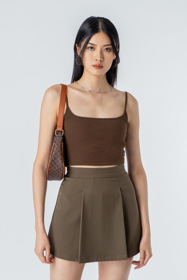 Fold Over Skirt in Brown