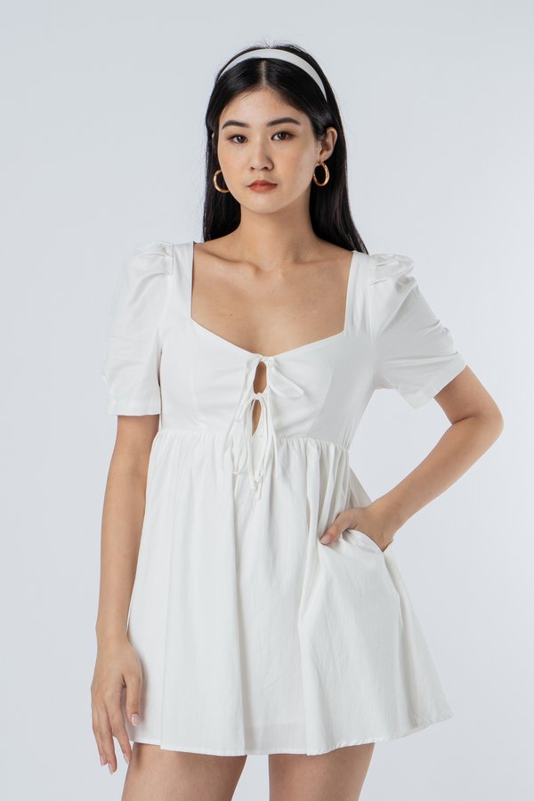 Collate Dress in White