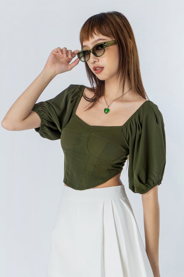 Contour Top in Army Green