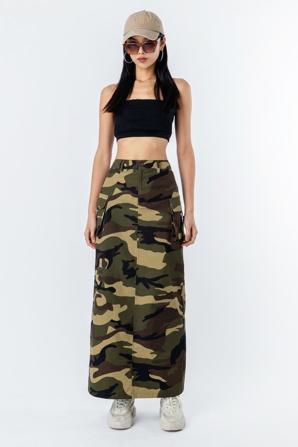 Tempered Skirt in Camo Print