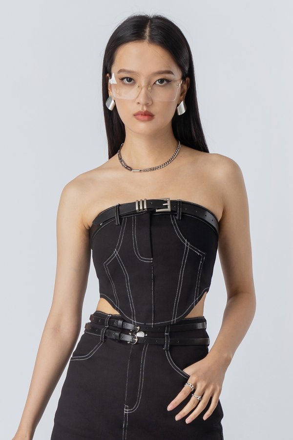 Belted Up Top in Black