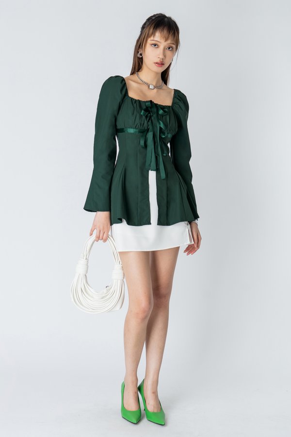 Bow Out Top in Green
