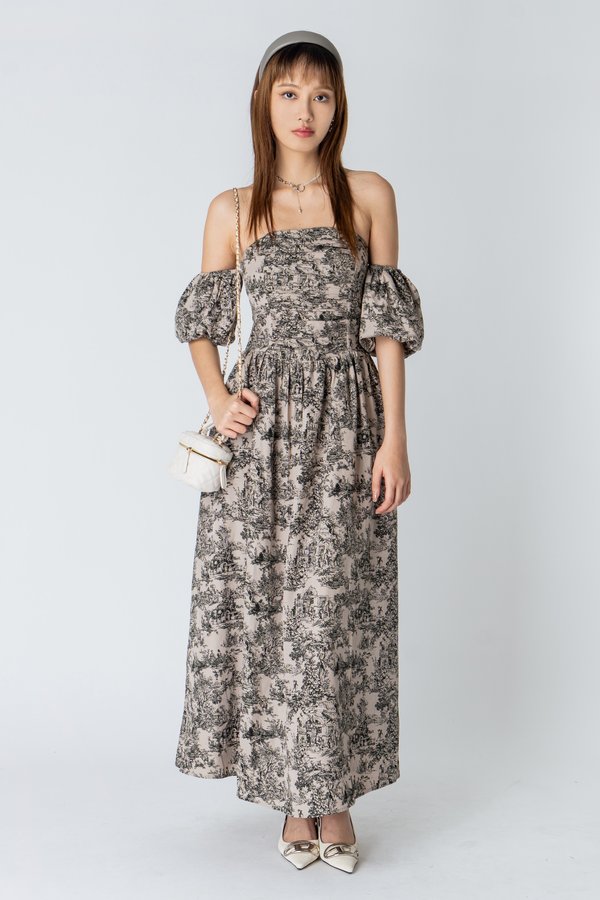 Flora Maxi in Taupe Print