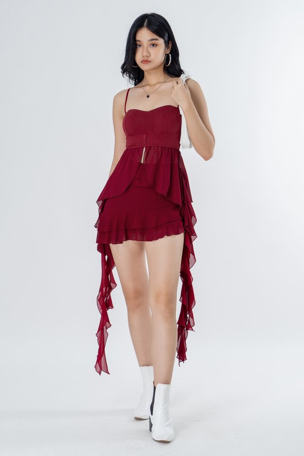 Fluctuate Skirt in Maroon