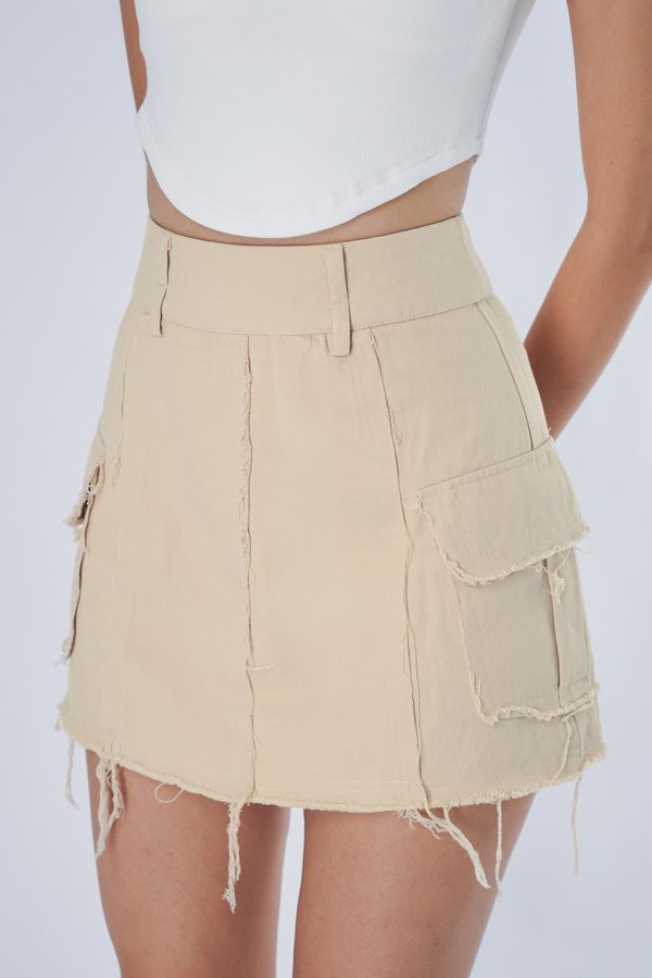 Shredded Skirt in Desert Beige