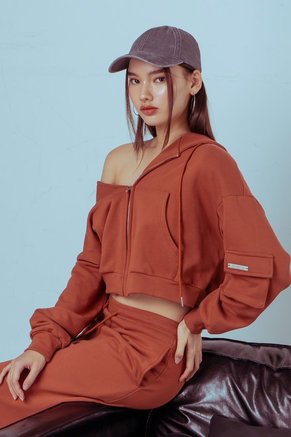 Daily Cropped Hoodie in Copper