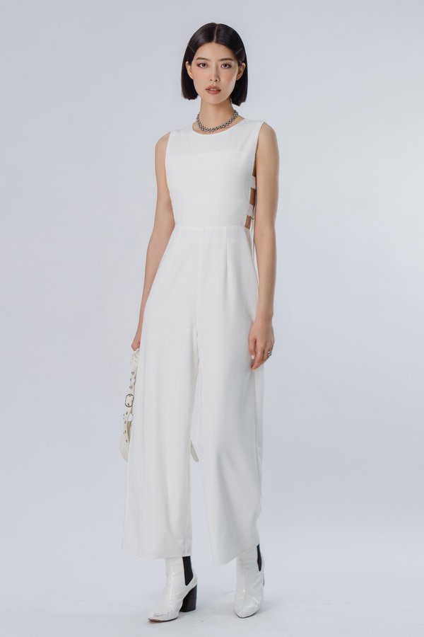 Buckle Up Jumpsuit in White