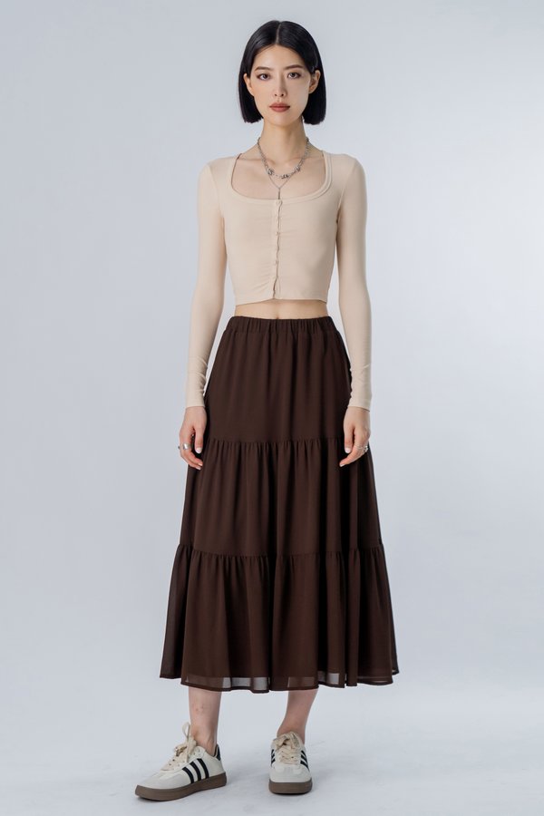 *BACK ORDER* Petite Ply Skirt in Coffee