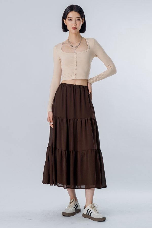 *BACK ORDER* Petite Ply Skirt in Coffee