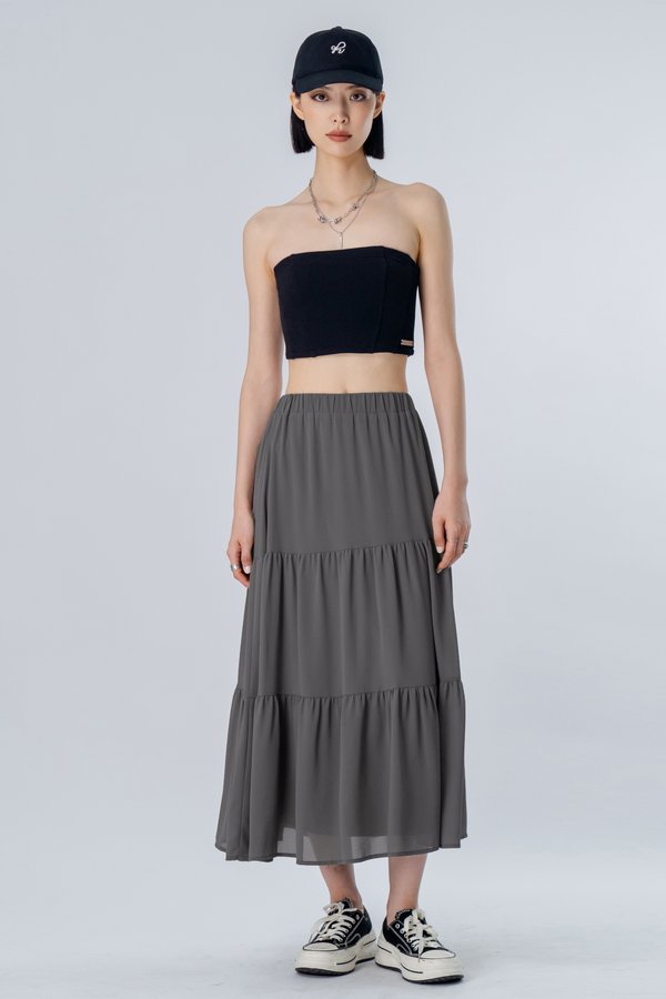 Petite Ply Skirt in Grey