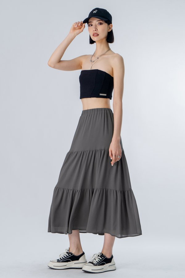 Petite Ply Skirt in Grey