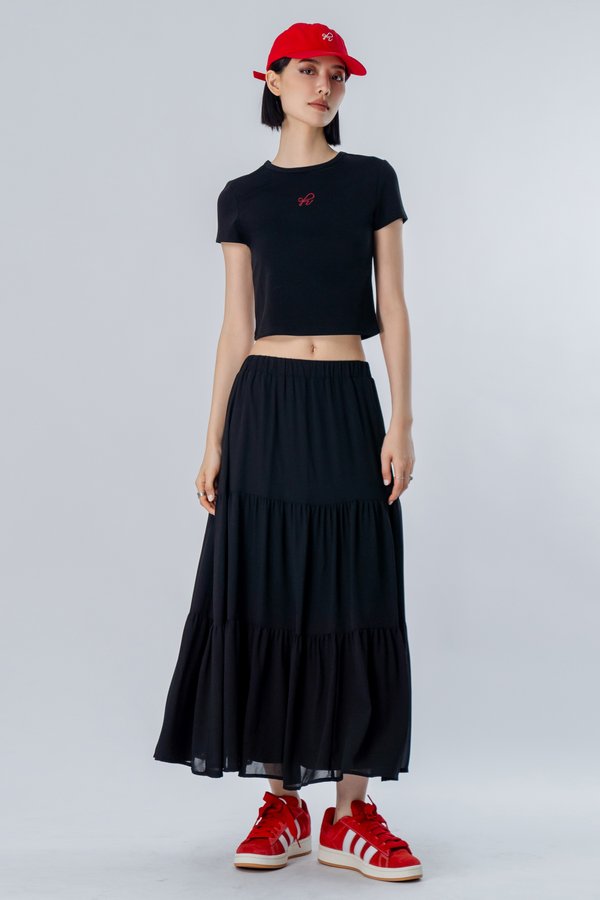 Petite Ply Skirt in Black