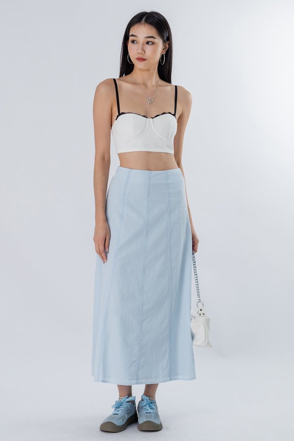 Petite Stake Skirt in Soft Blue