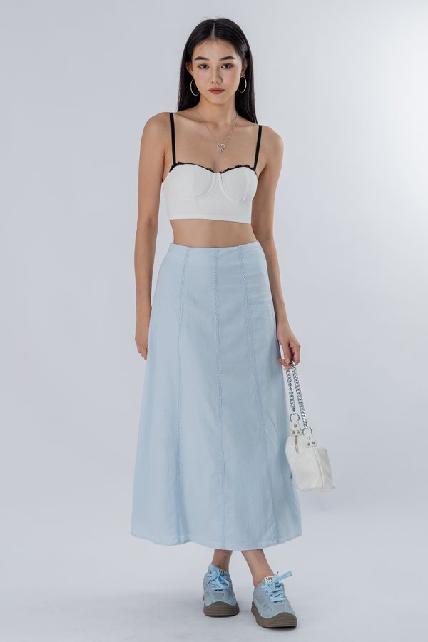 Petite Stake Skirt in Soft Blue