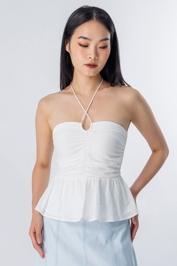 Lover Self-Tie Halter Tube Top in White