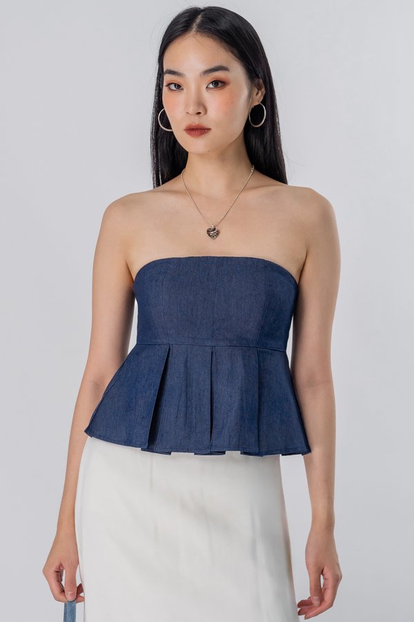 Dolce Tube Denim Top in Med Wash