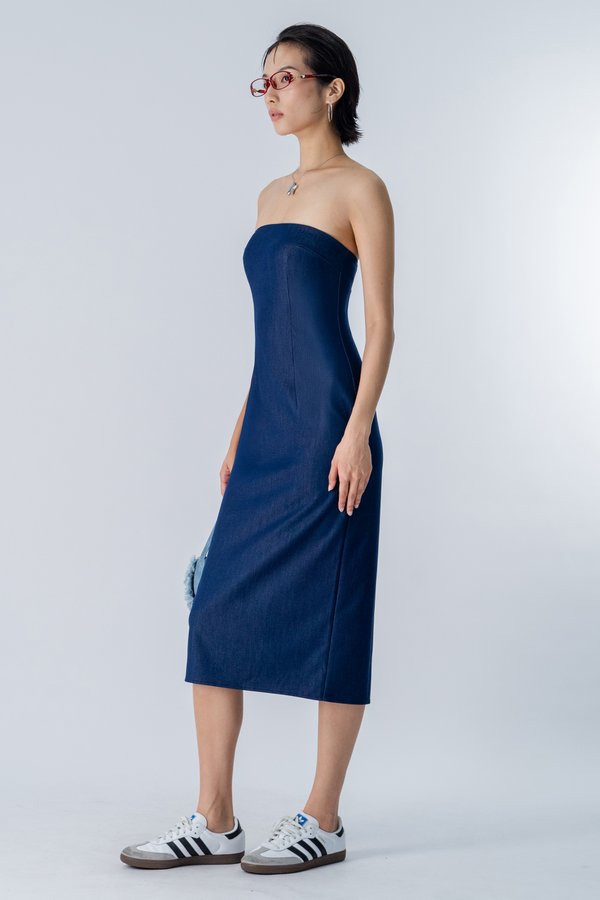 Nod Denim Tube Dress in Medium Wash