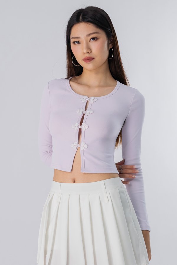 Orient Pankou Button Cardigan in Pink Lavender