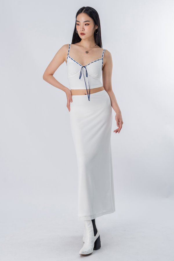 Translucent Mesh Maxi Skirt in White