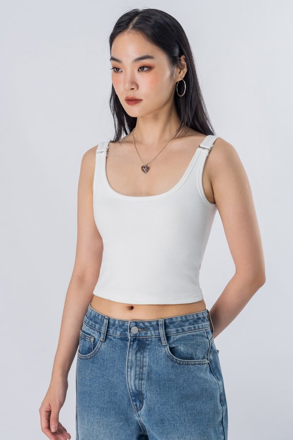 Composition Buckle Basic Top in White