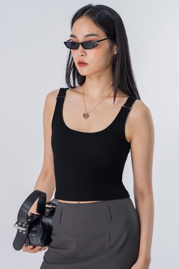 Composition Buckle Basic Top in Black