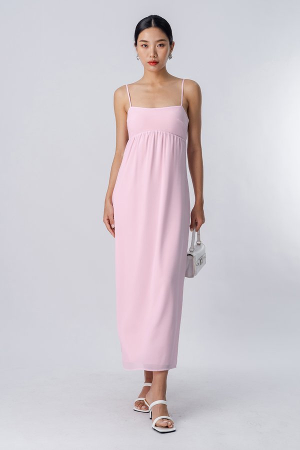 Run Buckle Maxi Dress in Cotton Pink