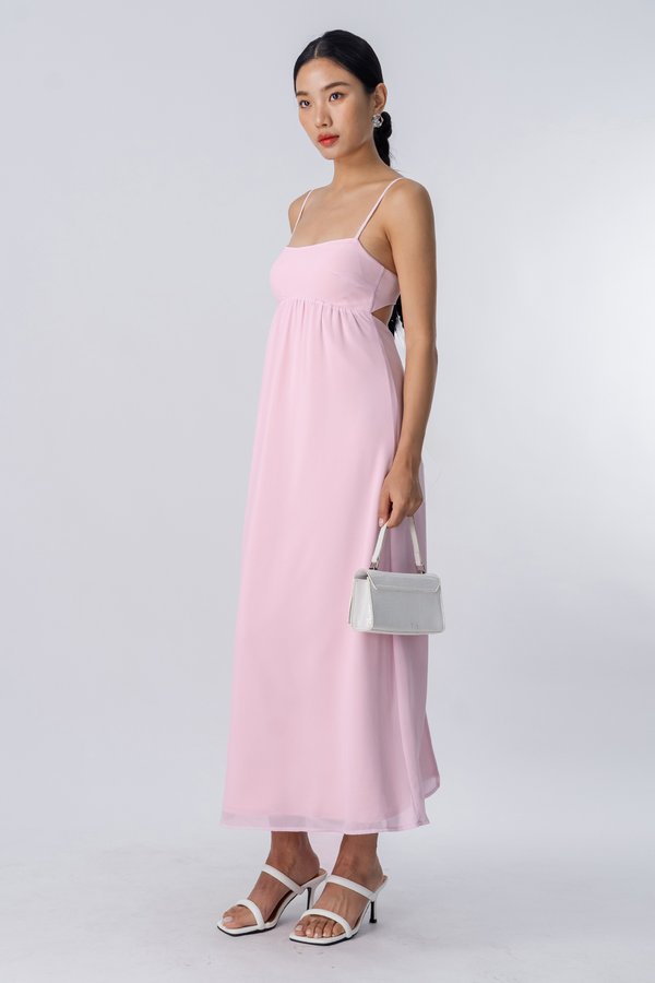 Run Buckle Maxi Dress in Cotton Pink