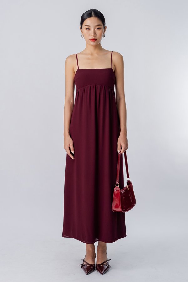 Run Buckle Maxi Dress in Wine Red