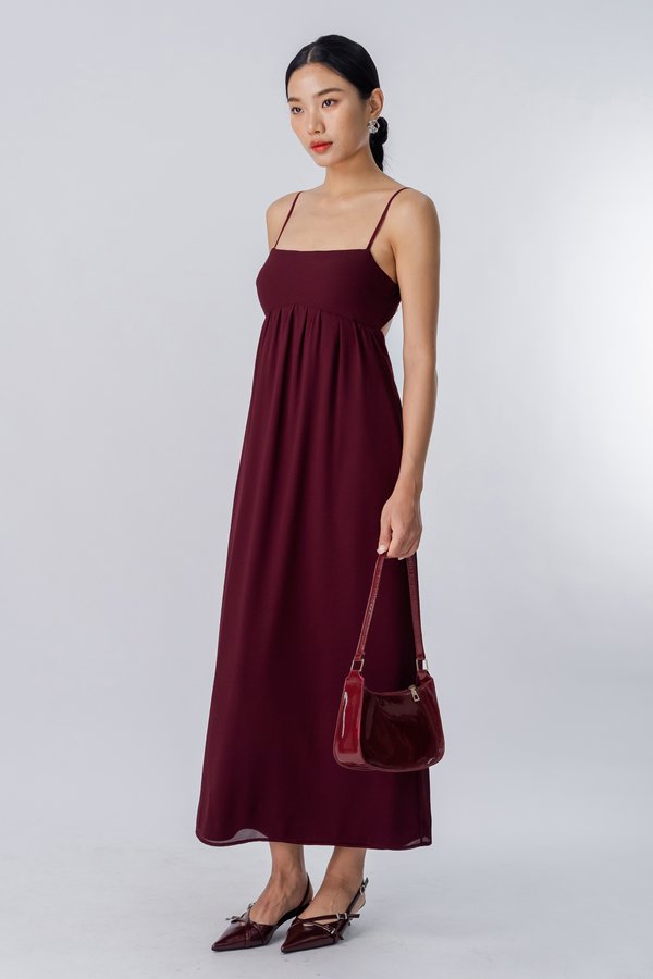 Run Buckle Maxi Dress in Wine Red