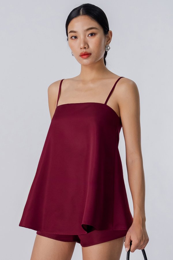 Ensemble Flare Cami Top in Sangria Red