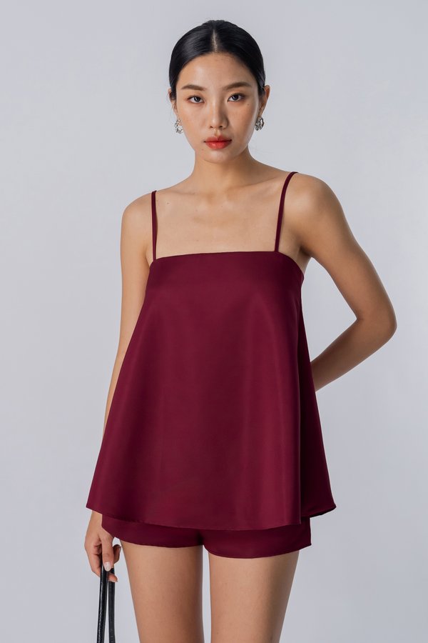 Ensemble Flare Cami Top in Sangria Red