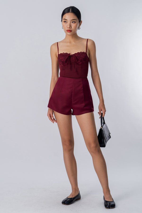 Combo Flare Shorts in Sangria Red