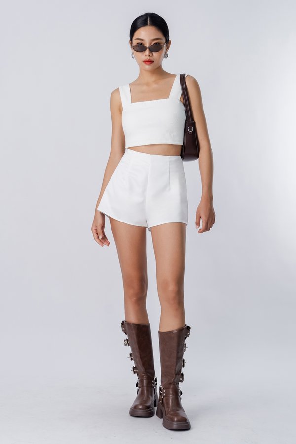 Combo Flare Shorts in White