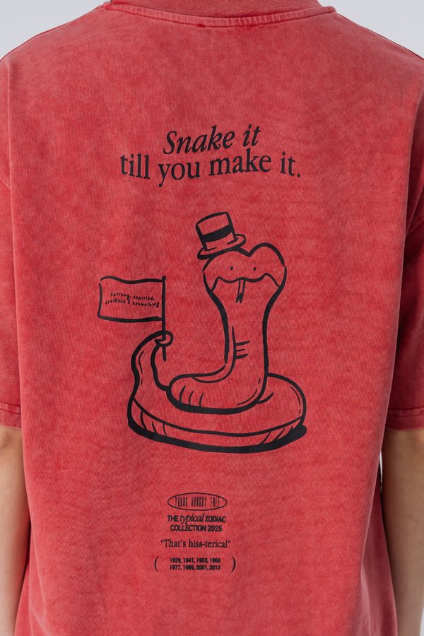 The Snake Tee in Red Wood Wash