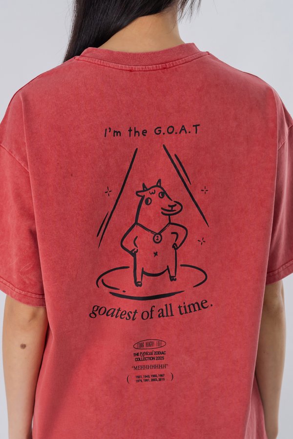 The Goat Tee in Red Wood Wash