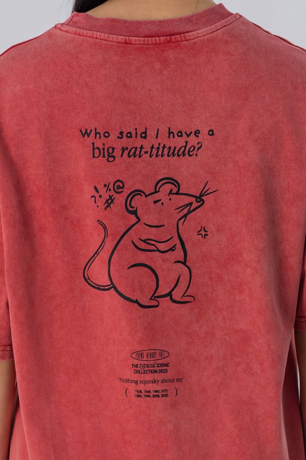 The Rat Tee in Red Wood Wash