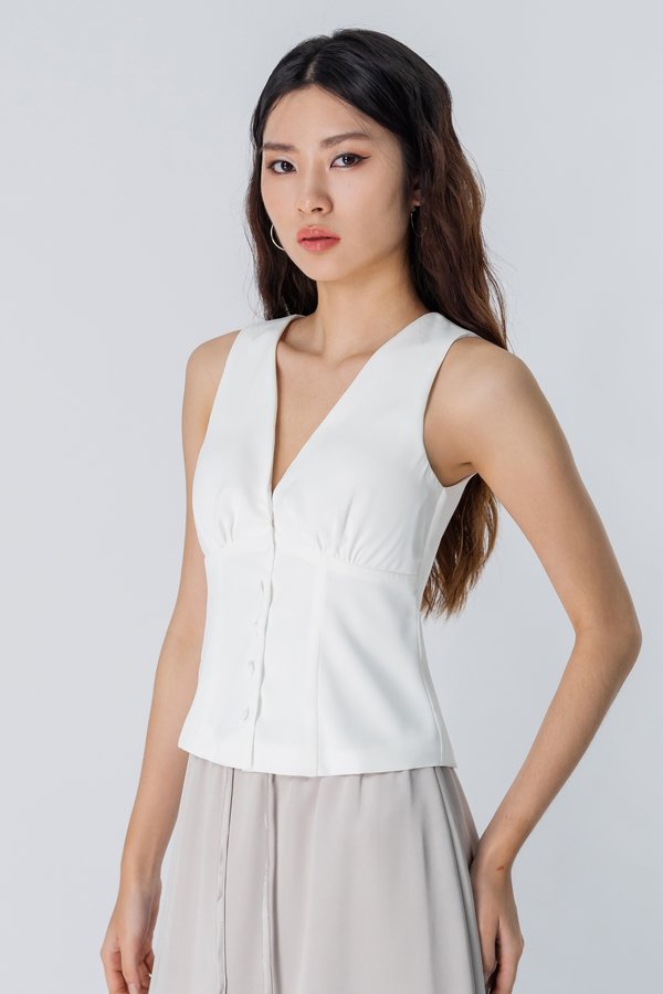 Minutiae Button Top in White