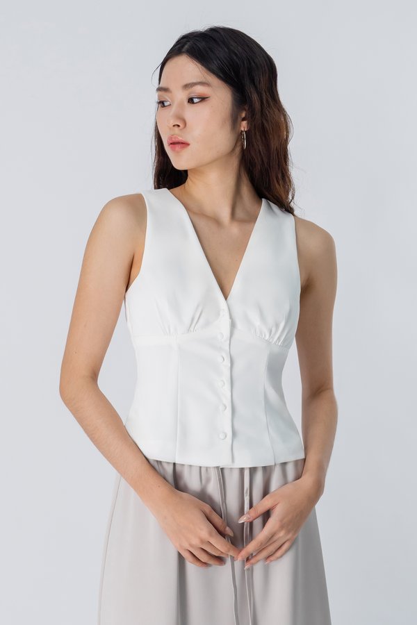 Minutiae Button Top in White