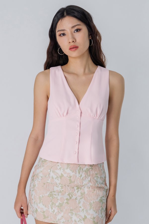 Minutiae Button Top in Blush Pink