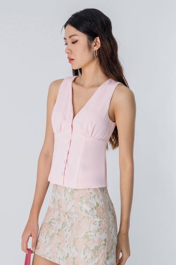 Minutiae Button Top in Blush Pink