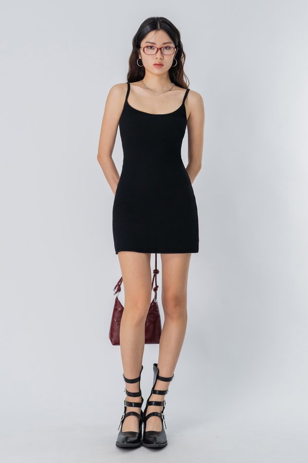 Non Stop Basic Padded Tank Dress in Black