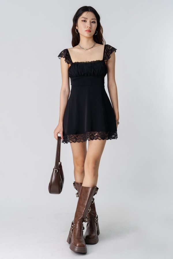 Orphic Lace Dress in Black