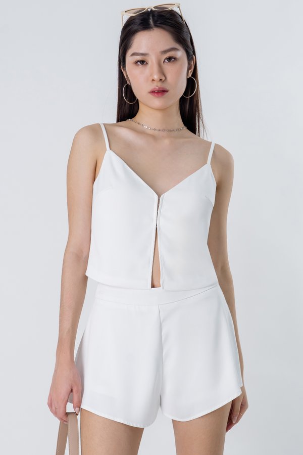 Undone Satin Hook Basic Top in White