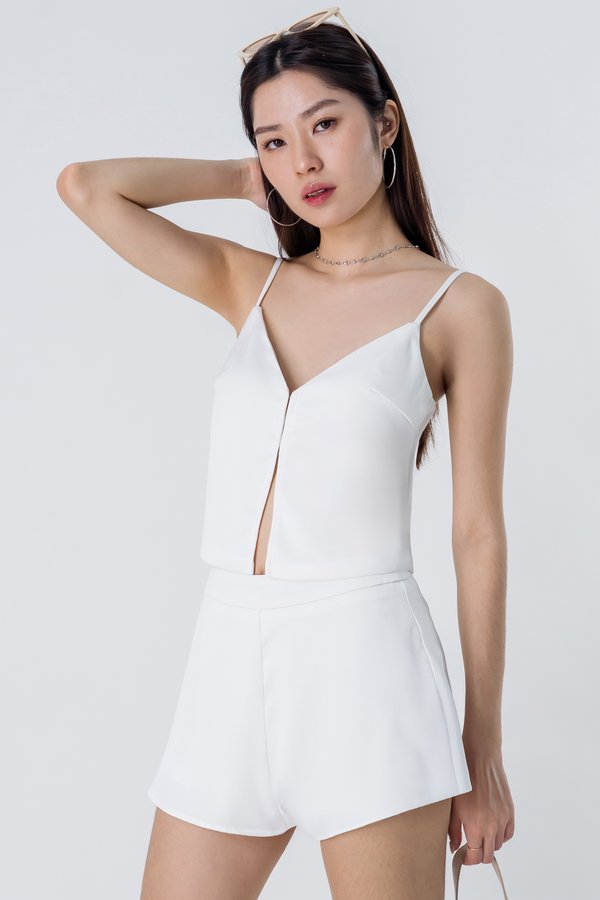 Undone Satin Hook Basic Top in White