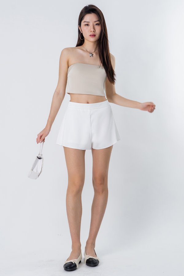 Beginning Satin Flare Shorts in White