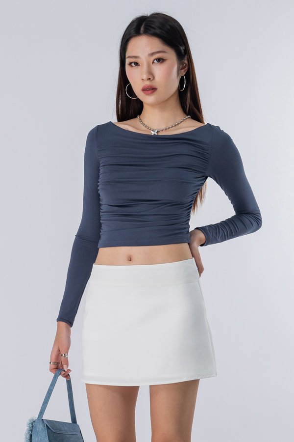 Nominate Boat Neck Long Sleeve Top in Night Blue