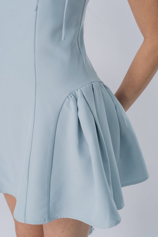 Union Ribbon Flare Skater Dress in Ice Blue