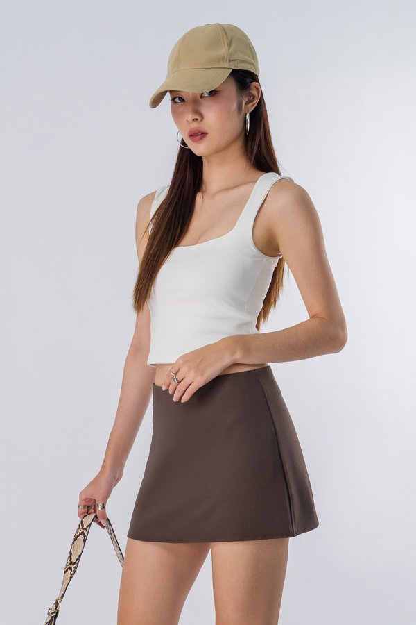 Week Day Basic Mid Waist Skirt in Espresso